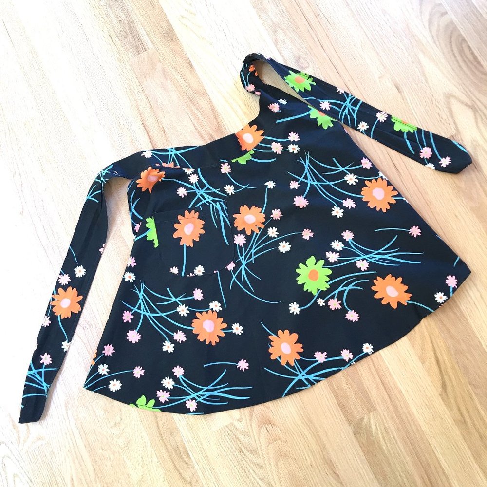 Black and Colorful Flowers Apron